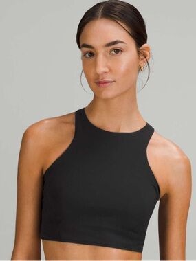 Lululemon Mesh-Back Train Bra Medium Support, A/B Cup Black size 8 high neck